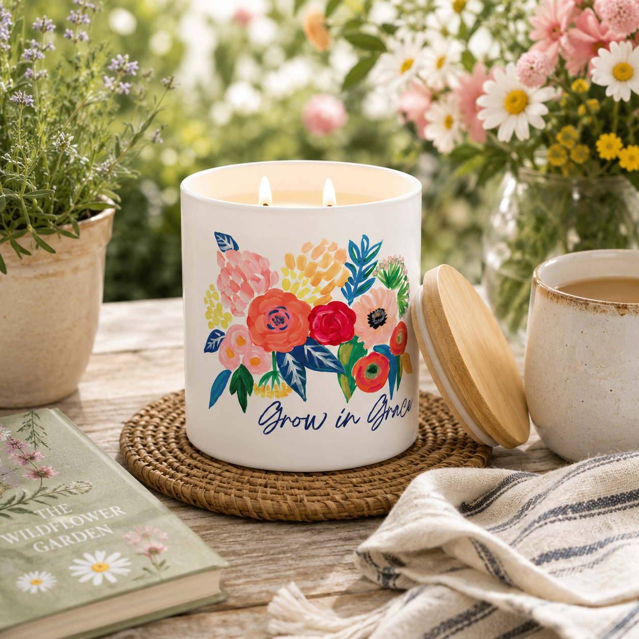 Grow in Grace Floral Candle | 12 oz Jar