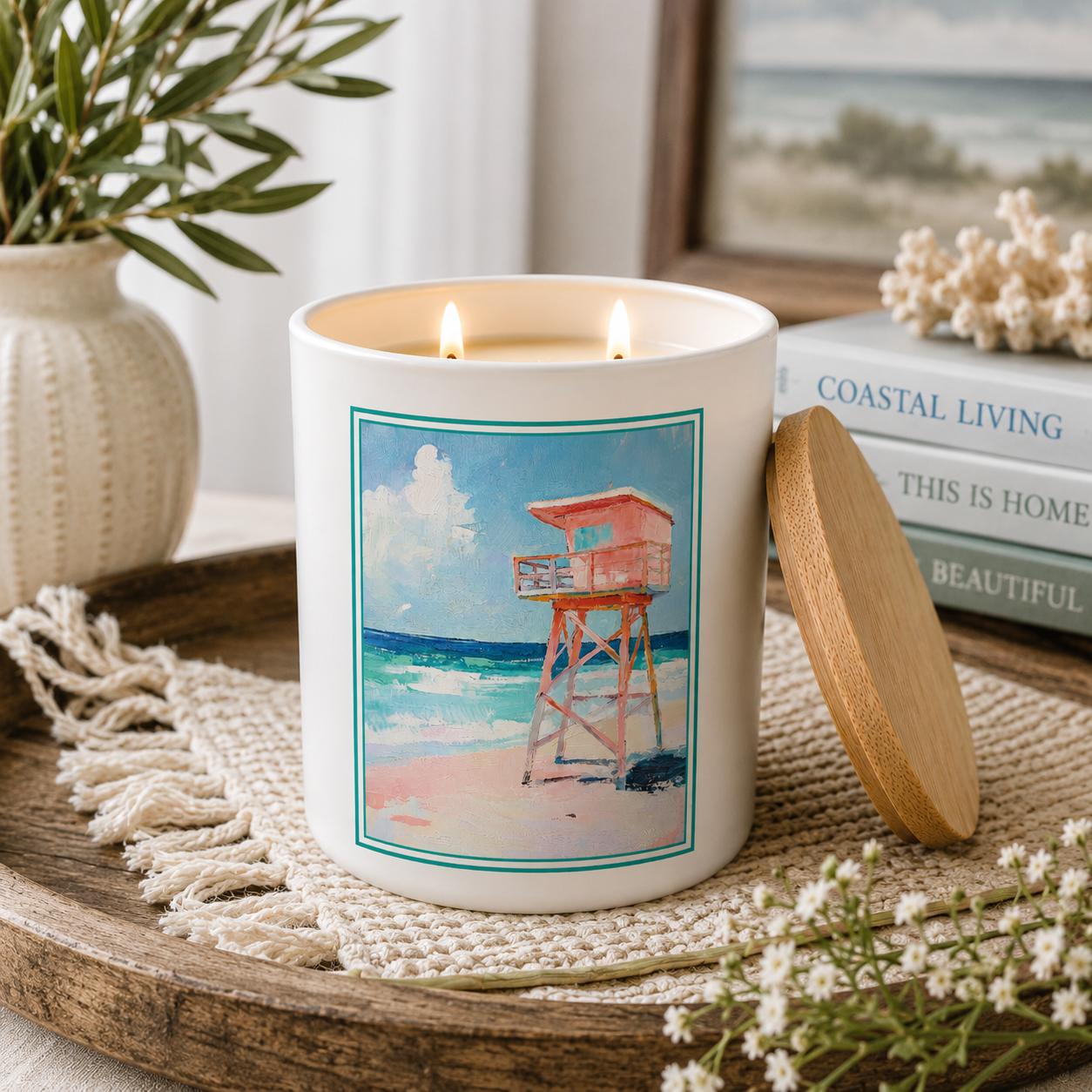 Coastal Lifeguard Tower Beach Candle | 12 oz Jar