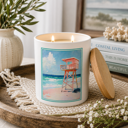 Coastal Lifeguard Tower Beach Candle | 12 oz Jar